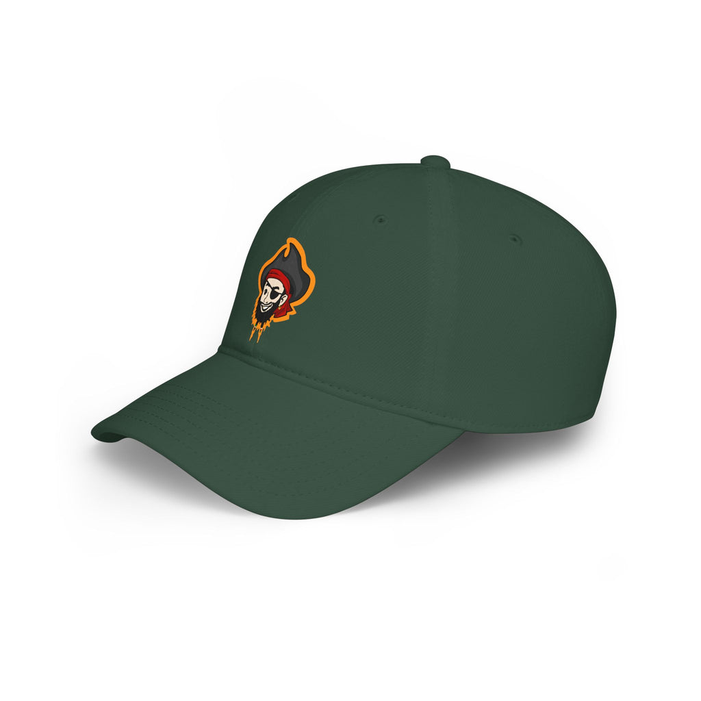 Pirate Skull Logo Low Profile Baseball Cap — Embroidered Buccaneer Hat