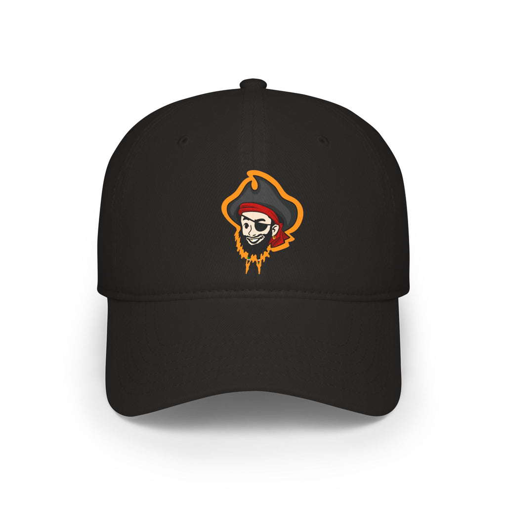 Pirate Skull Logo Low Profile Baseball Cap — Embroidered Buccaneer Hat