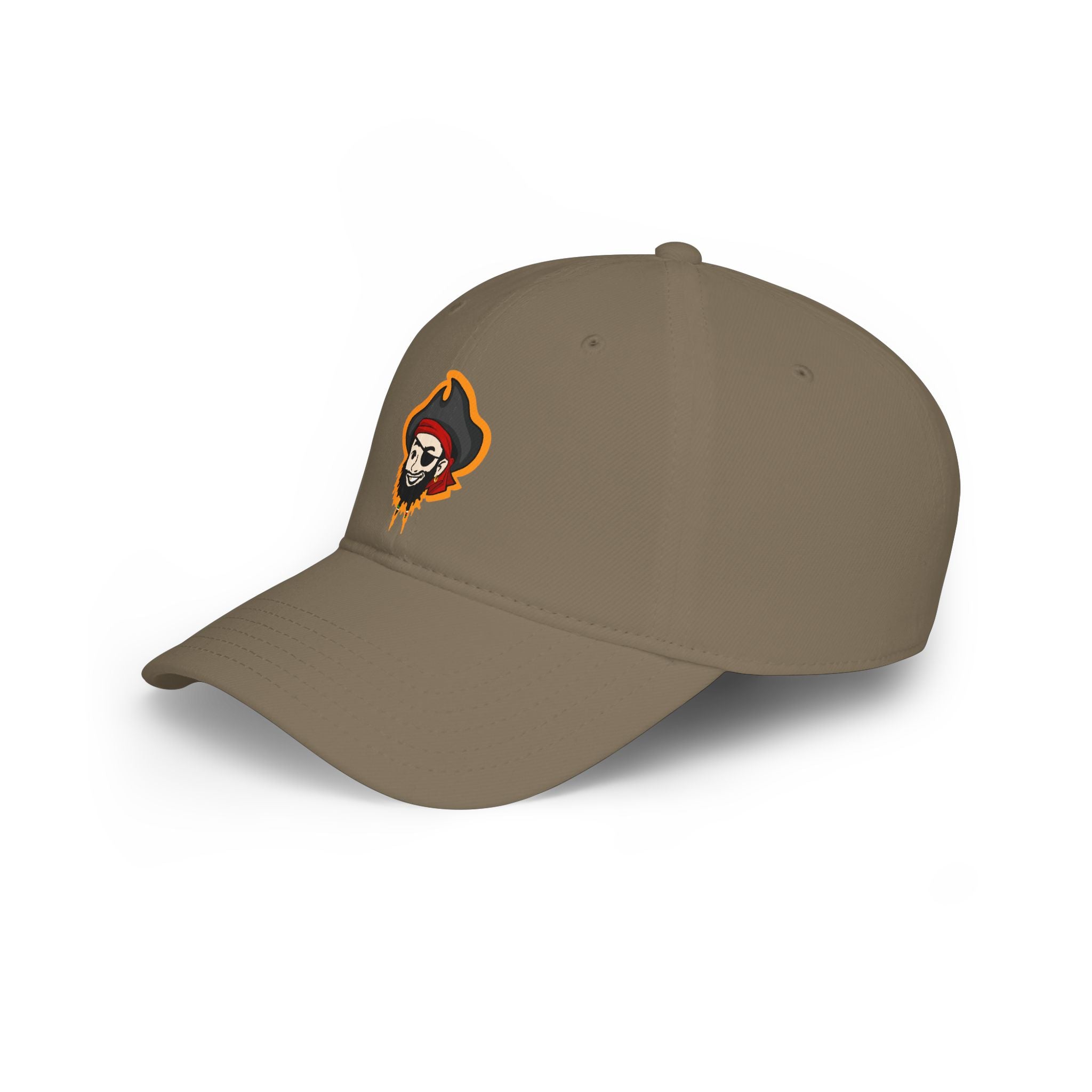 Pirate Skull Logo Low Profile Baseball Cap — Embroidered Buccaneer Hat