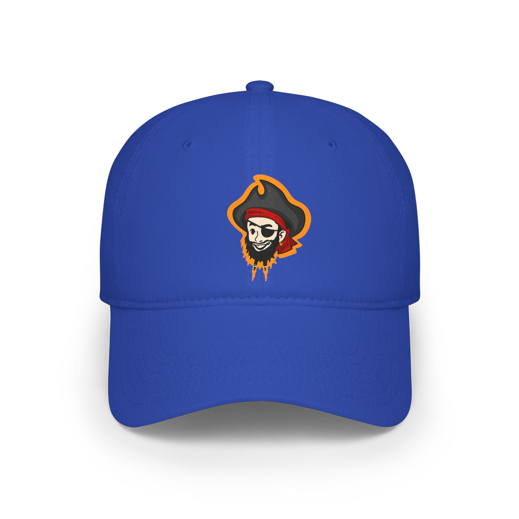 Pirate Skull Logo Low Profile Baseball Cap — Embroidered Buccaneer Hat