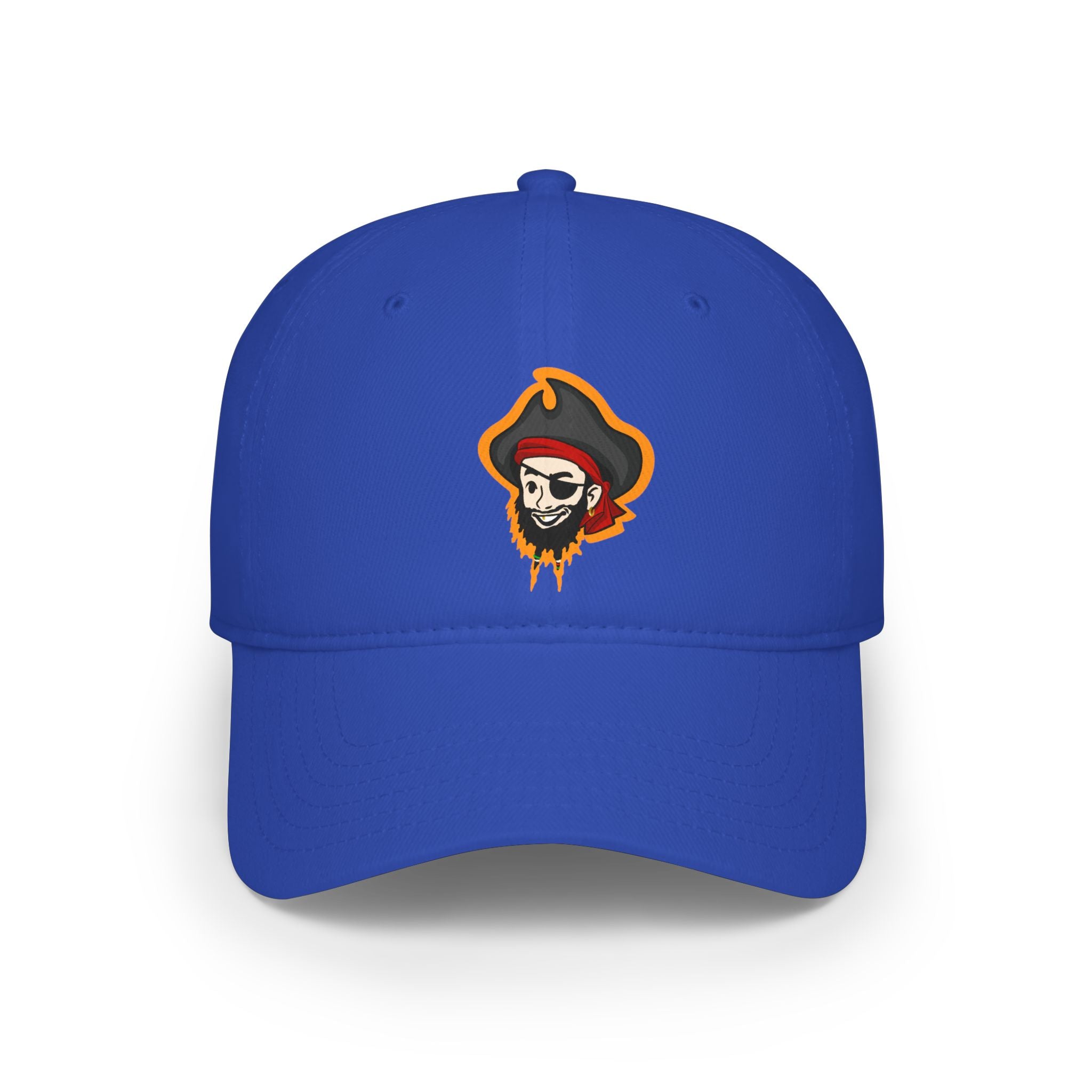 Pirate Skull Logo Low Profile Baseball Cap — Embroidered Buccaneer Hat