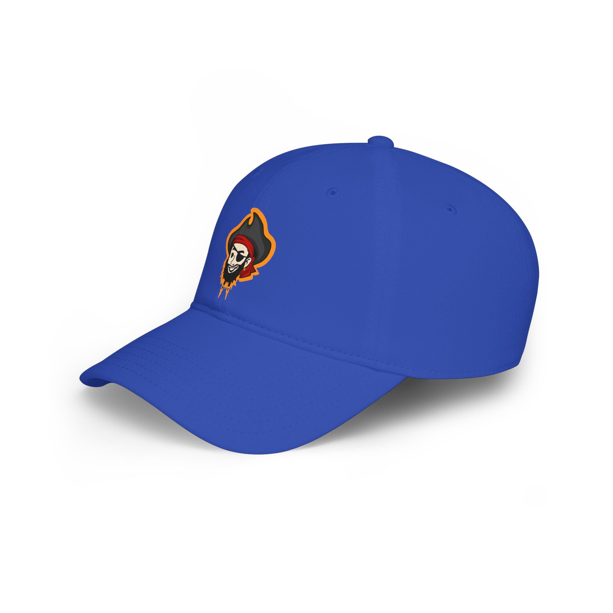 Pirate Skull Logo Low Profile Baseball Cap — Embroidered Buccaneer Hat