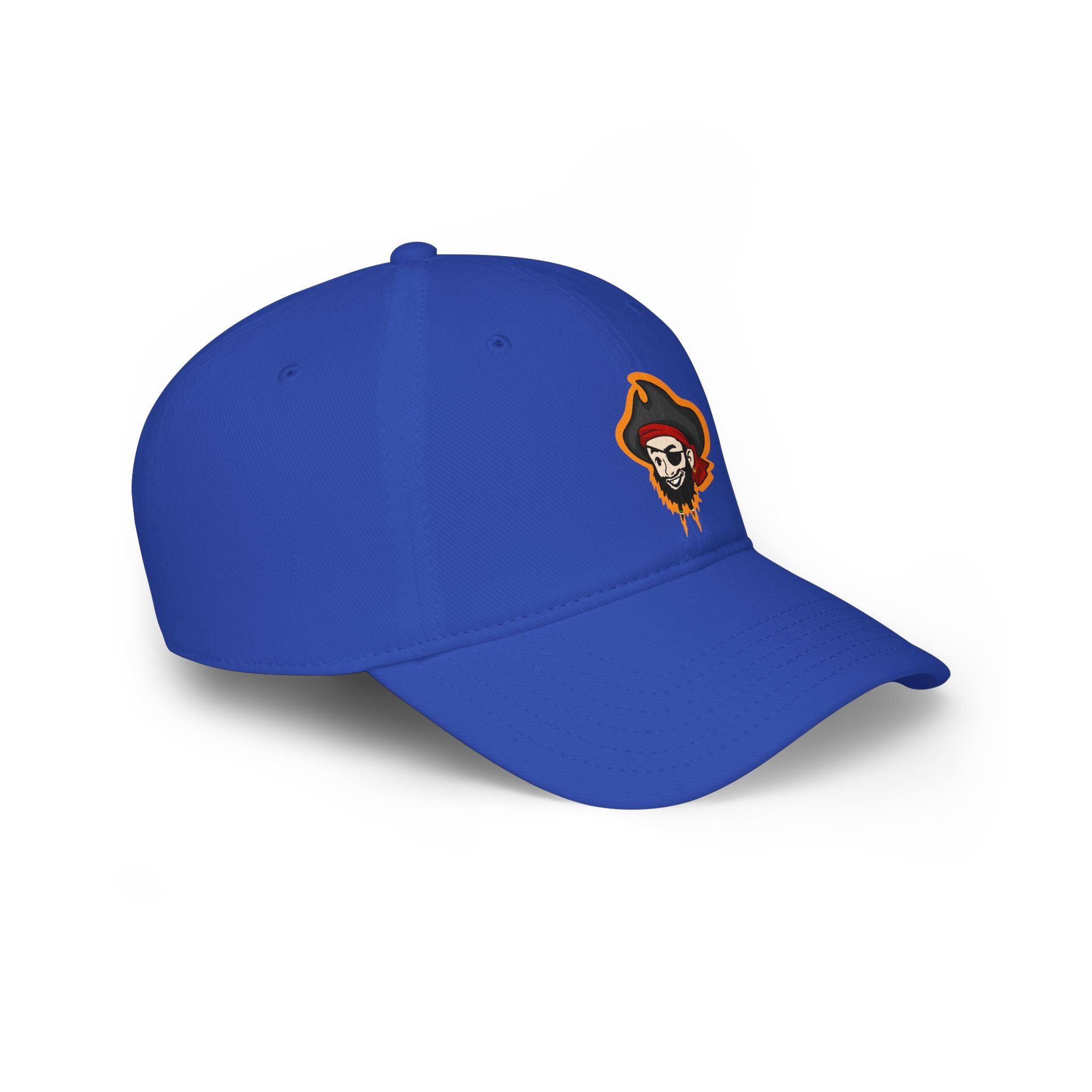 Pirate Skull Logo Low Profile Baseball Cap — Embroidered Buccaneer Hat