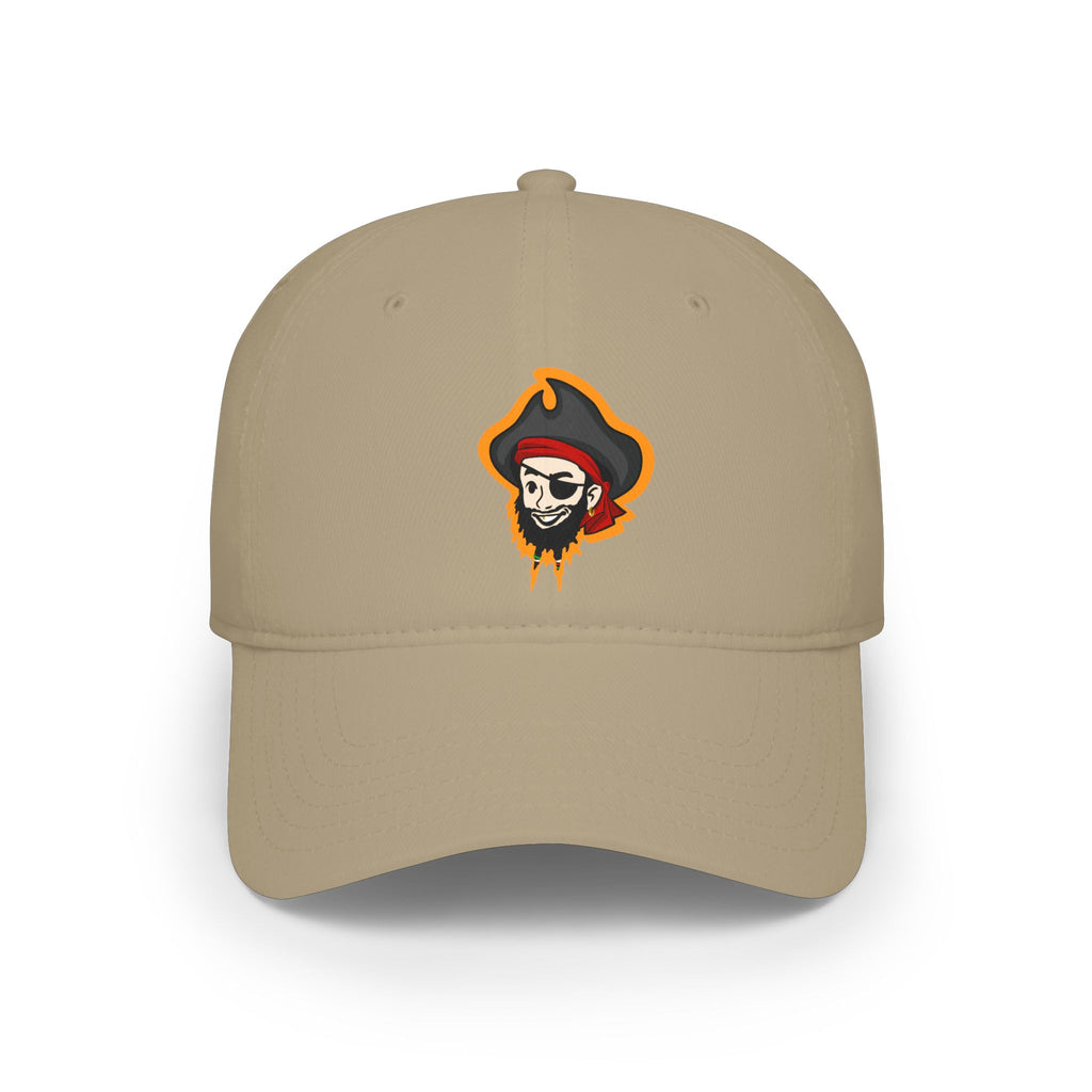 Pirate Skull Logo Low Profile Baseball Cap — Embroidered Buccaneer Hat