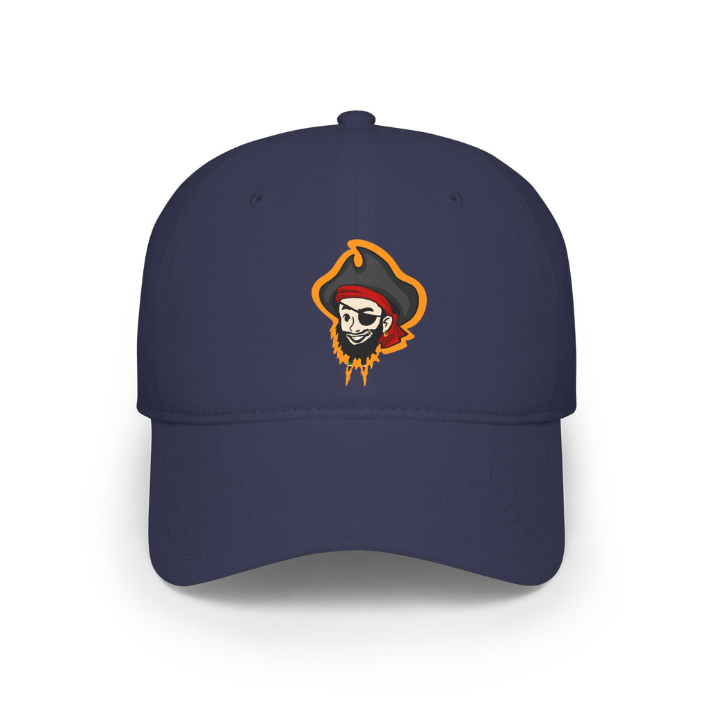 Pirate Skull Logo Low Profile Baseball Cap — Embroidered Buccaneer Hat