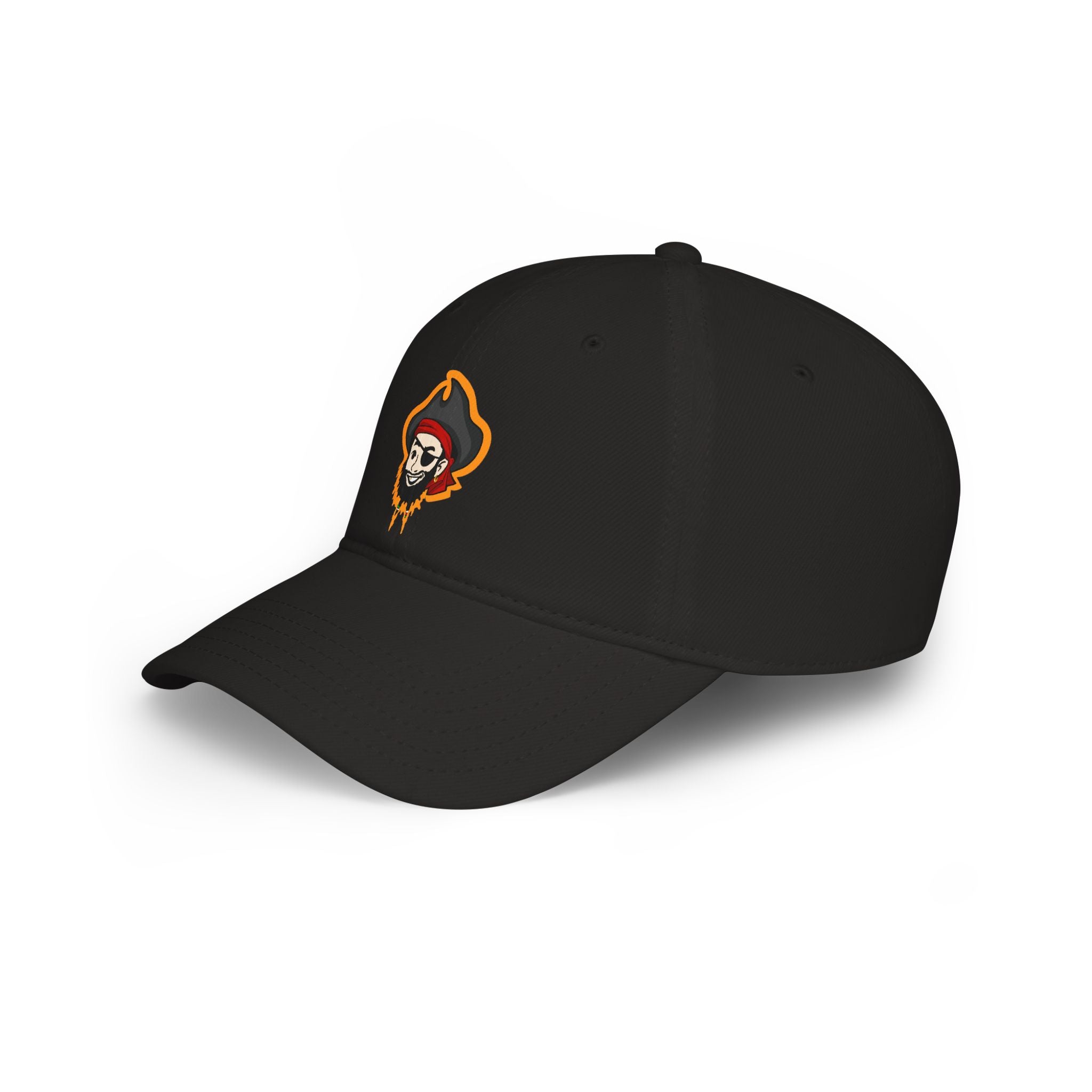 Pirate Skull Logo Low Profile Baseball Cap — Embroidered Buccaneer Hat