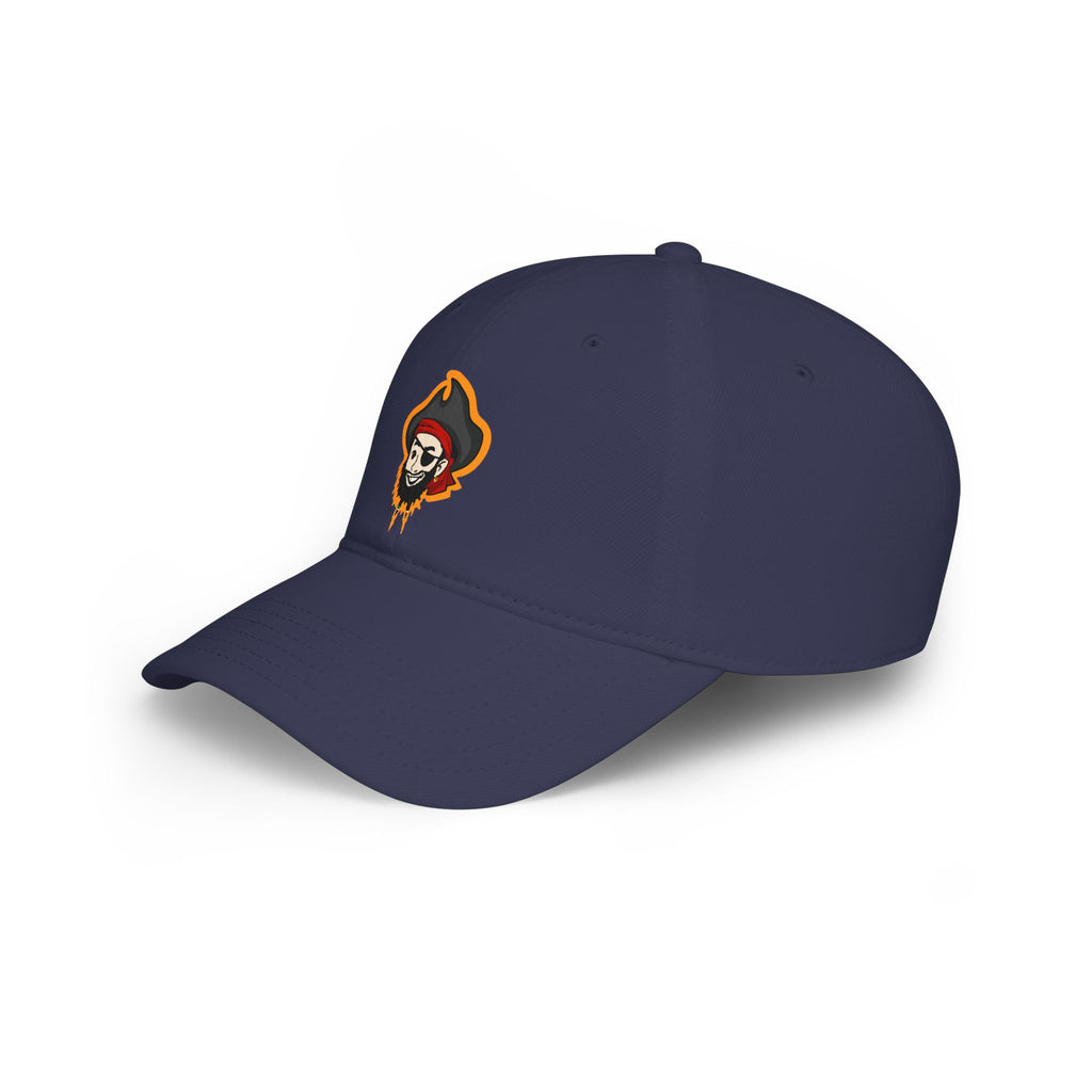 Pirate Skull Logo Low Profile Baseball Cap — Embroidered Buccaneer Hat
