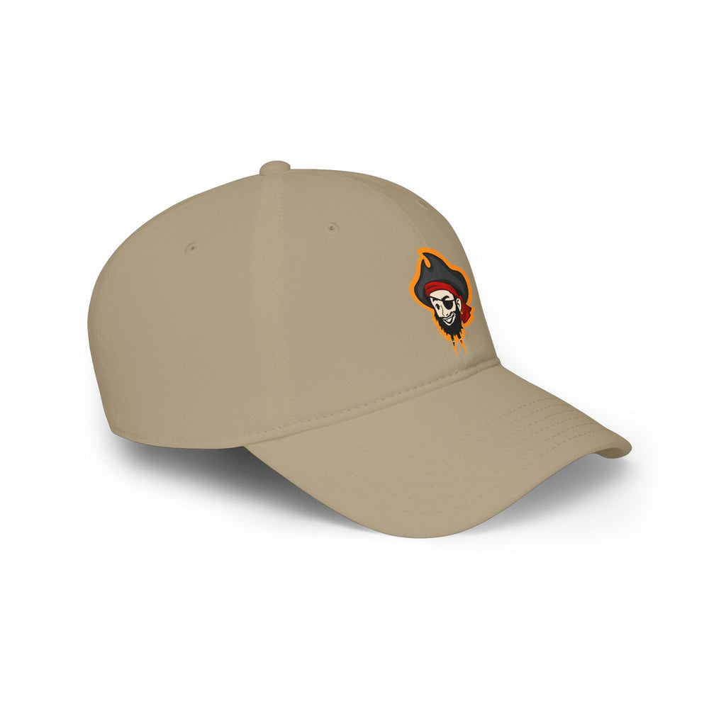 Pirate Skull Logo Low Profile Baseball Cap — Embroidered Buccaneer Hat