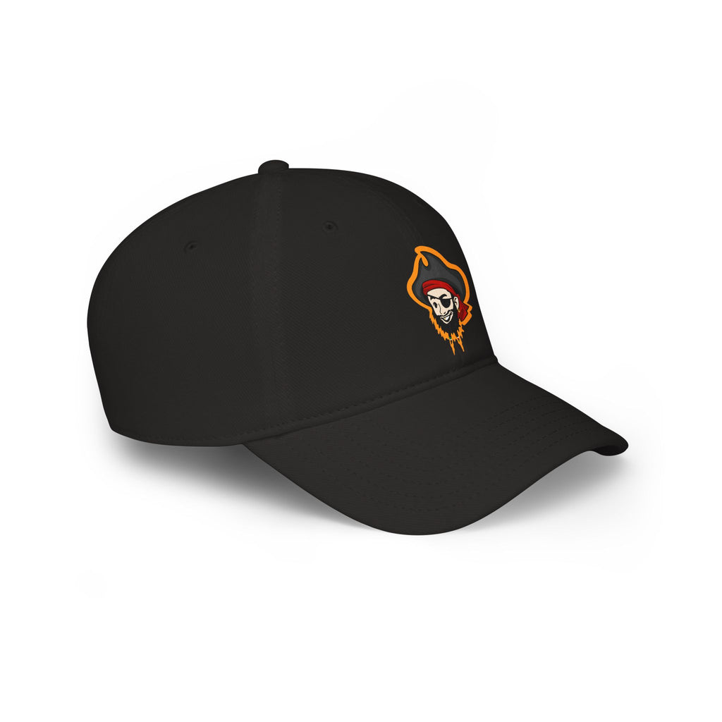 Pirate Skull Logo Low Profile Baseball Cap — Embroidered Buccaneer Hat